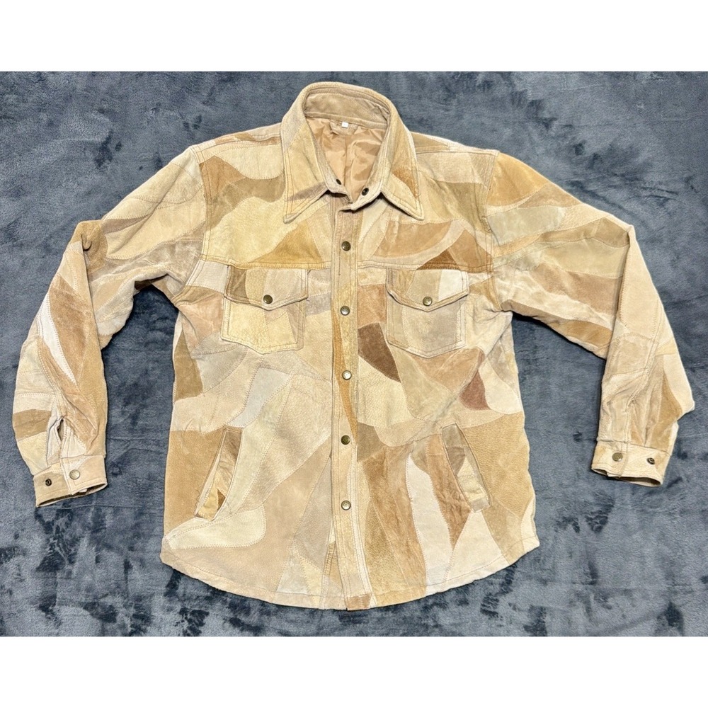 Vintage Patchwork Suede Leather Jacket. Late 70's Early 80's Sz. Large EUC